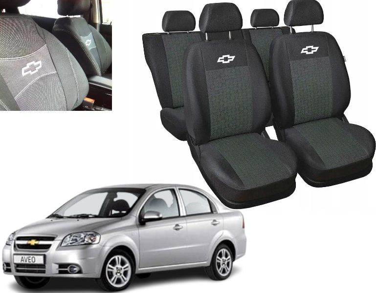 ЧЕХЛЫ НА СИДЕНИЯ Авто Світ Chevrolet Aveo II/III, Vida седан кожзам+ткань серые