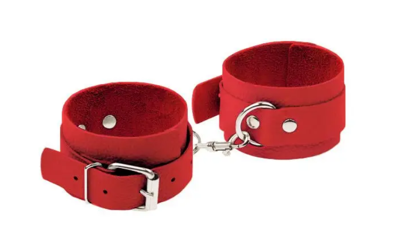 Наручники Leather Standart Hand Cuffs, Red, фото 1