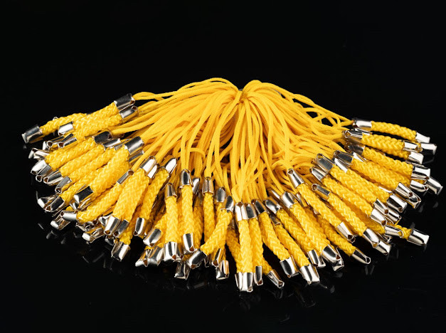 Помаранчевий Шнурок сувенірний із застібкою Текстильний з карабіном 78 мм. Міцний Ремінець 100 шт/уп. Фурнітура, фото 1