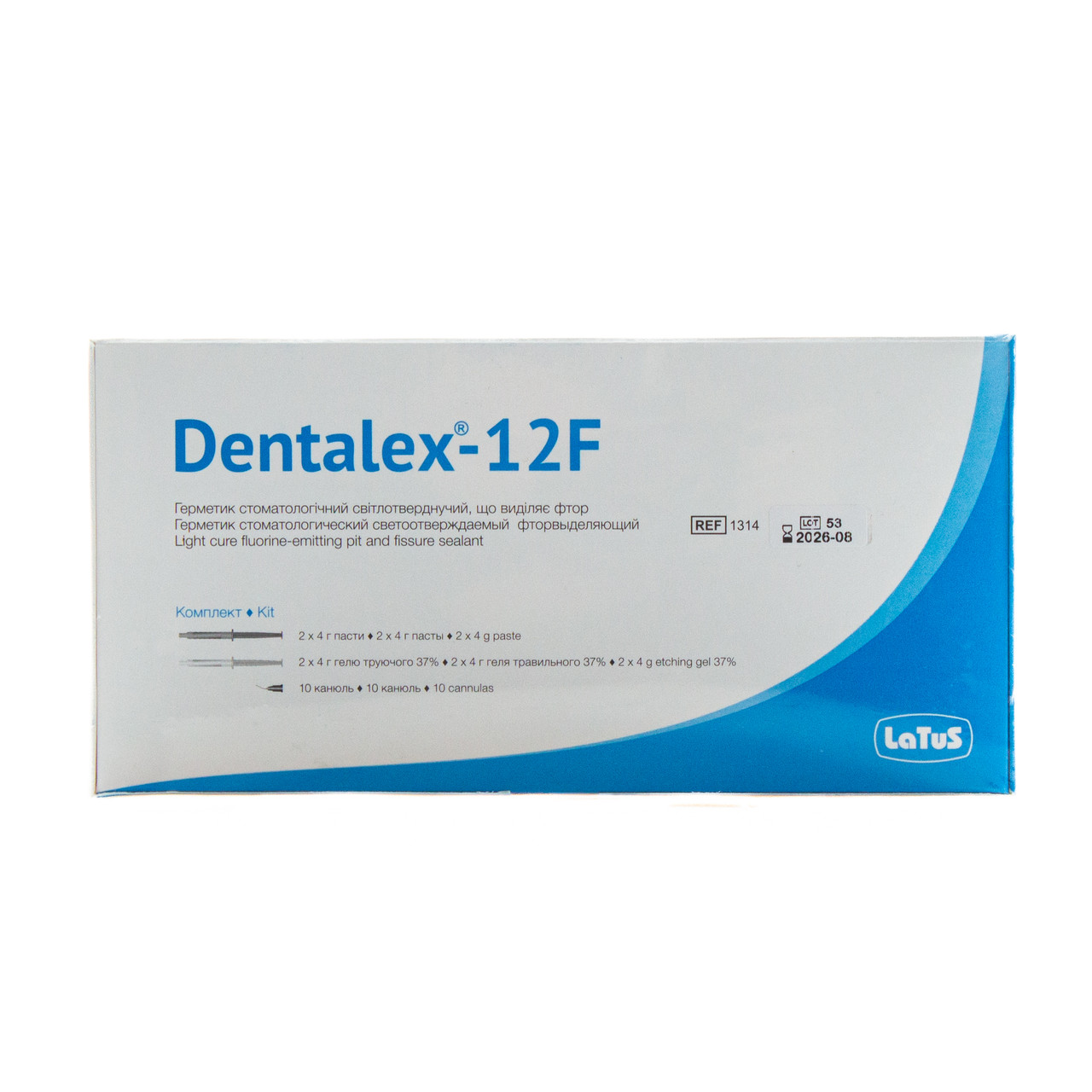 Dentalex-12F (Денталекс-12F) - 2 шприци по 4 г пасти, 2 шприци по 4 г гелю травильного, 10 канюль