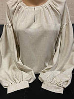 Пошита жіноча блуза Бохо вар.2 для вишивання, колір льону