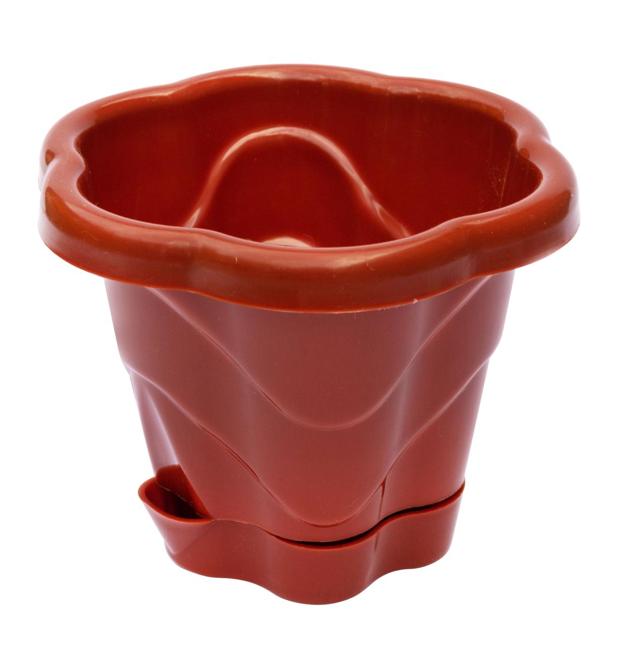 Горщик для квітів пластиковий Фіалка коричневий 1 літр (Юніпласт)