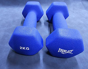 Гантелі неопрен Everlast 2 шт по 2 кг сині, фото 3