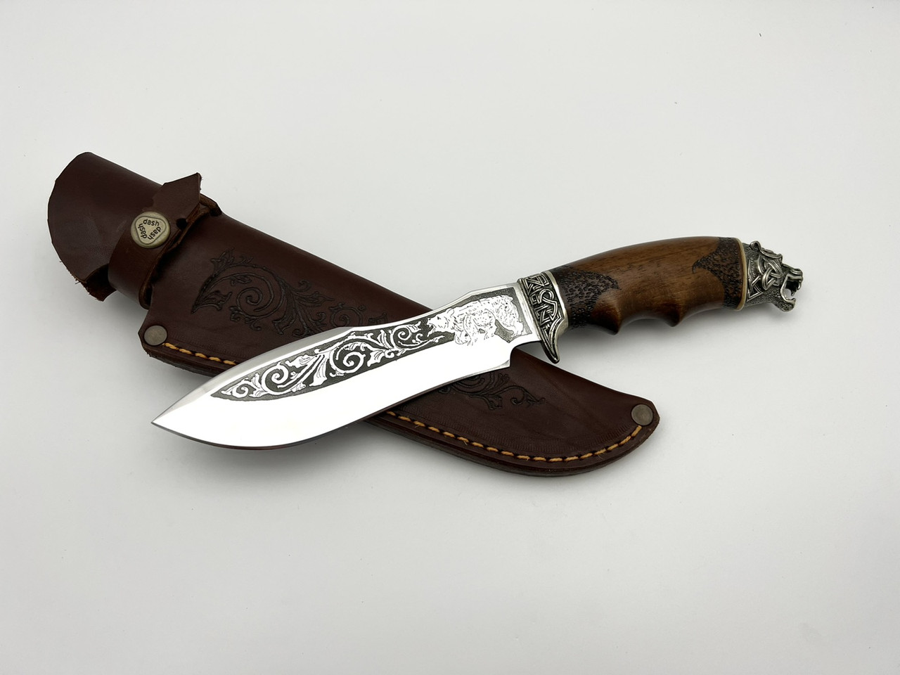 Ніж ручної роботи «Кельтський Ведмідь» мельхіор сталь 95х18, фото 1