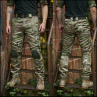 Брюки protect з наколінниками мультикам зимові камуфляжні на флісі, вогнетривкі штани для військових зручні