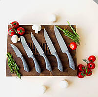 Набір кухонних ножів ручної роботи «Лисячий хвіст #4» преміум версія, сталь 65Х13/57 HRC.