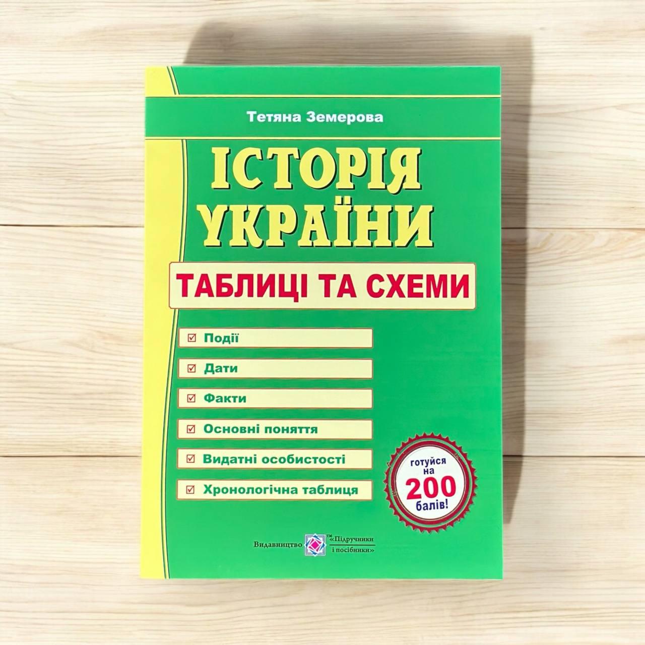 ЗНО 2025 Історія України Таблиці та схеми Авт: Земерова Т. Вид: Підручники і Посібники