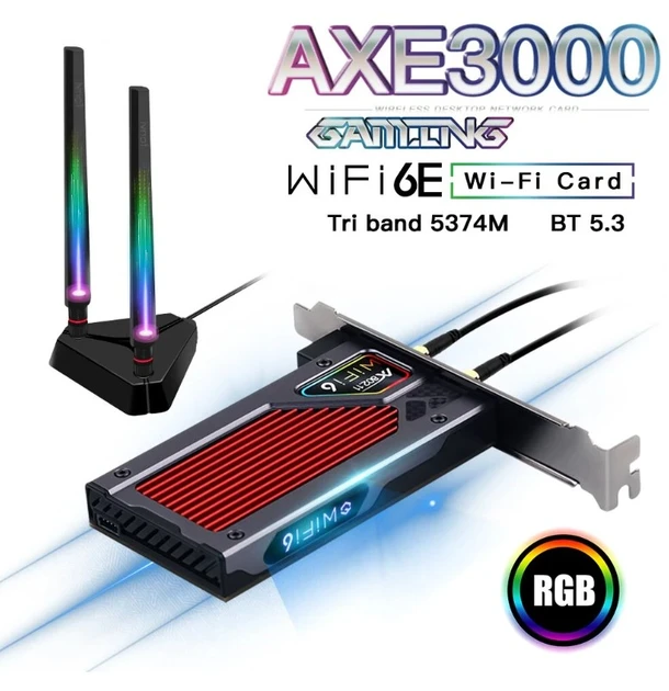 Тридіапазонний PCI-E Wi-Fi 6E адаптер мережева карта FENVI AXE3000 6GHz 5374 Mbps Bluetooth 5.3 + зовнішня