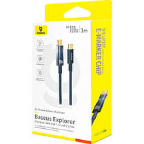 Кабель Baseus Explorer Charging with Auto Shutdown Cable Type-C to Type-C 100W 1m P10319704321-00 Blue, фото 4