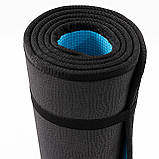 Килимок для йоги та фітнесу EVA двошаровий (йога мат, каремат спортивний) OSPORT Yoga Pro+ 8мм (OF-0275) Чорно-блакитний, фото 11