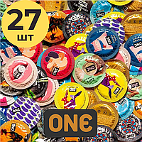 Набор разнообразных презервативов ONE 27 шт разные презервативы ребристые ультратонкие классические светящиеся