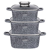 Набір алюмінієвих каструль мармур 2,7/3,5/4,4 л SN — "I" Індукція