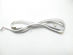 Кабель вхід USB2.0 type A — вихід 2 pin червоний + чорний з вимикачем-кнопкою довжина 0.95 м білий
