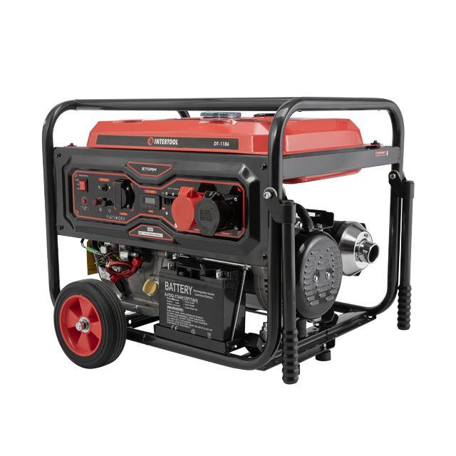 Генератор STORM INTERTOOL DT-1186 бензиновий 8/8.5 кВт, 220/380 В, 25 л, електро+ручний старт, мідна обмотка