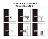 Екстрактор зламаних головок гвинтів, екстрактор зламаної різі, набір 5 шт. у пластиковому кейсі., фото 4