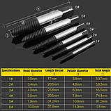 Екстрактор зламаних головок гвинтів, екстрактор зламаної різі, набір 5 шт. у пластиковому кейсі., фото 2