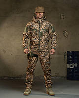 Демісезонний утеплений тактичний костюм софтшел піксель Softshell rocket