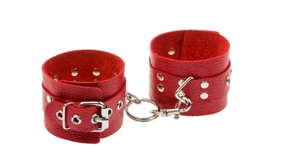Наручники Leather Rastraints Hand Cuffs, Red, фото 1