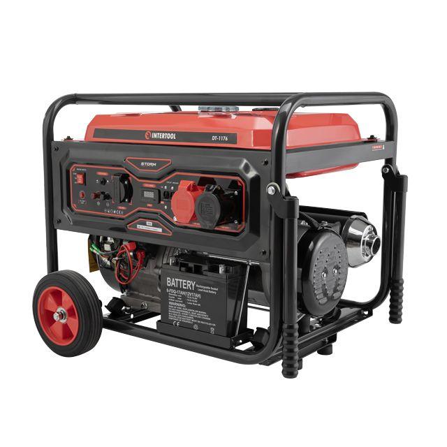 Генератор STORM INTERTOOL DT-1176 бензиновий 7/7.5 кВт, 220/380 В, 25 л, електро+ручний старт, мідна обмотка