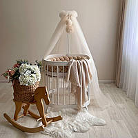 Балдахін із помпонами крем