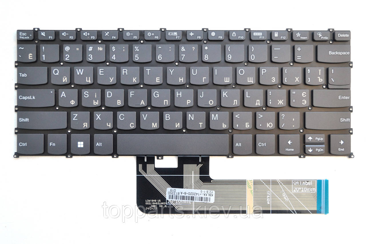 Клавіатура для ноутбуків Lenovo ThinkBook 14 G2/G3 ACH/ACL/ARE/ITL темно-сіра без рамки UA/RU/US