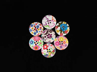 Ґудзики кольорові з малюнком. Колір мікс. 30мм