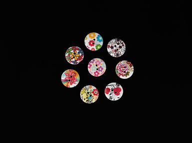 Ґудзики кольорові дерев'яні з малюнком. Колір мікс. 20мм