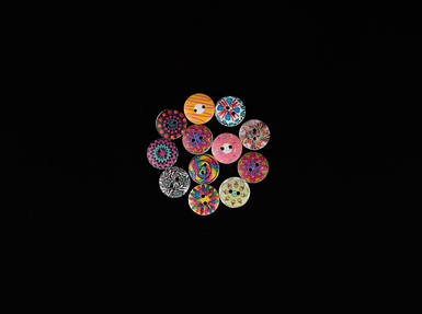 Ґудзики кольорові дерев'яні з малюнком. Колір мікс. 16мм