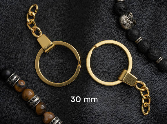 Пласке кільце з ланцюжком. Колір "золото". 30мм., фото 1