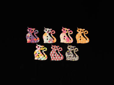 Дерев'яні заготовки для творчості. Кішка. Колір мікс. 30х24мм