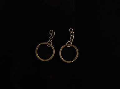 Пласке кільце з ланцюжком. Колір "стара латунь". 25мм