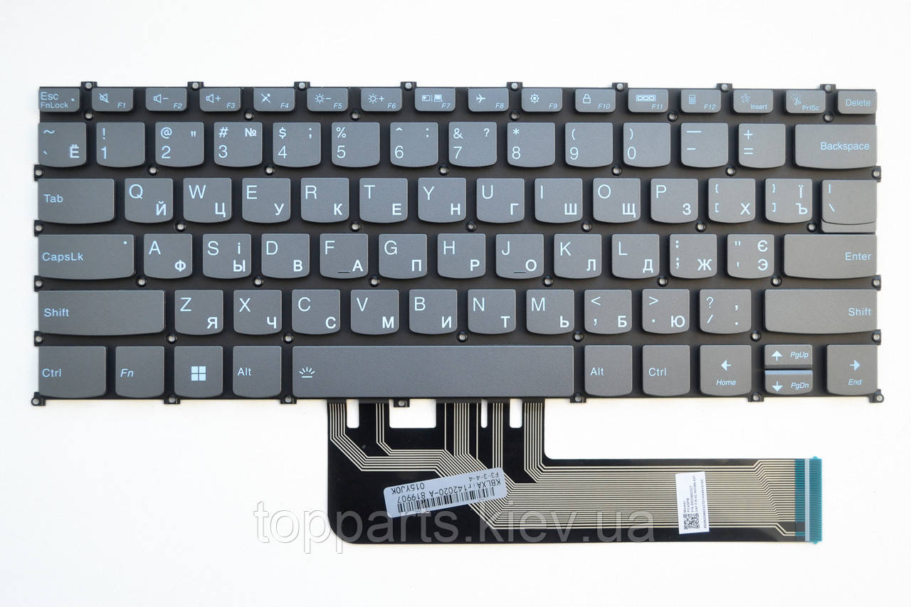 Клавіатура для ноутбуків Lenovo ThinkBook 14 G2/G3 ACH/ACL/ARE/ITL сіра без рамки, підсвітка UA/RU/US
