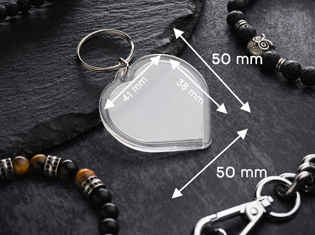 Акрилові заготовки для брелка. Серце. 50х50мм (Фото 41х38мм).