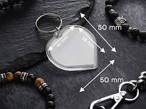 Акрилові заготовки для брелка. Серце. 50х50мм (Фото 41х38мм)., фото 2