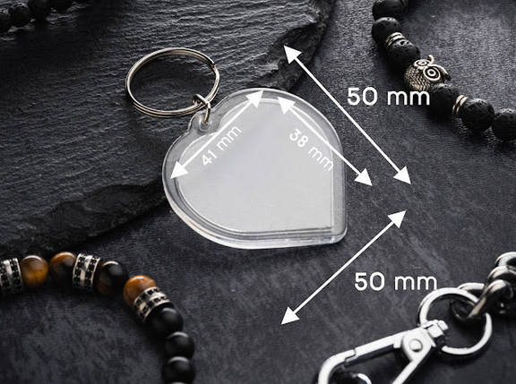 Акрилові заготовки для брелка. Серце. 50х50мм (Фото 41х38мм)., фото 1