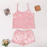 Атласна піжама з кокетливим принтом – рожевий One size (ПІЖ-ШОР-СЕРД), фото 5