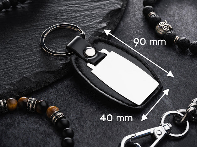 Брелок шкірзам, під гравіювання. Колір чорний. 90х40мм