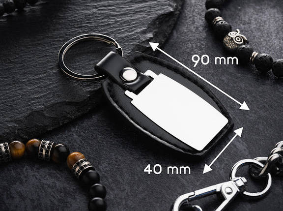 Брелок шкірзам, під гравіювання. Колір чорний. 90х40мм, фото 1