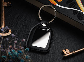 Брелок шкірзам, під гравіювання. Колір чорний. 95х40мм, фото 3