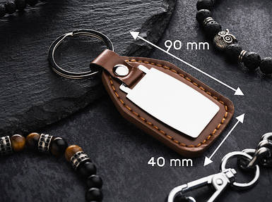 Брелок шкірзам, під гравіювання. Колір коричневий. 90х40мм