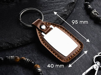 Брелок шкірзам, під гравіювання. Колір коричневий. 95х40мм