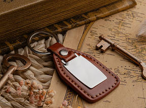 Брелок шкірзам, під гравіювання. Колір коричневий. 95х40мм, фото 2