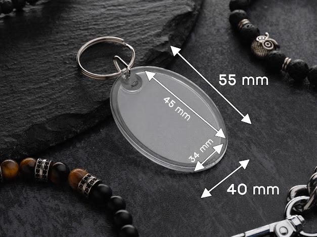 Акрилові заготовки для брелка. Овал. 40х55мм. Фото 34х45мм.