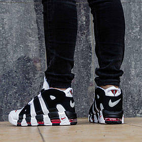Кросівки Nike Air More Uptempo White Black Найк Аптемпо білі чорні шкіра демісезон для хлопців і дівчат