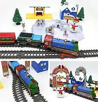 Залізниця Новорічний експрес 21816 чотири вагони і станція з музикою і світлом, фото 4