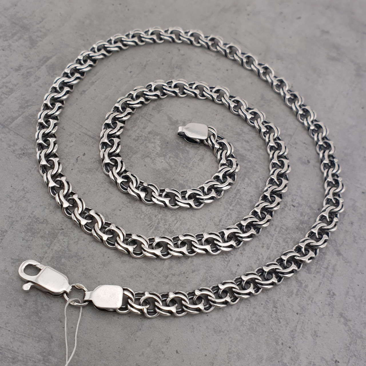 Жирна! Срібний чоловічий ланцюжок бісмарк цепочка 60 см (ширина 7 мм), фото 1