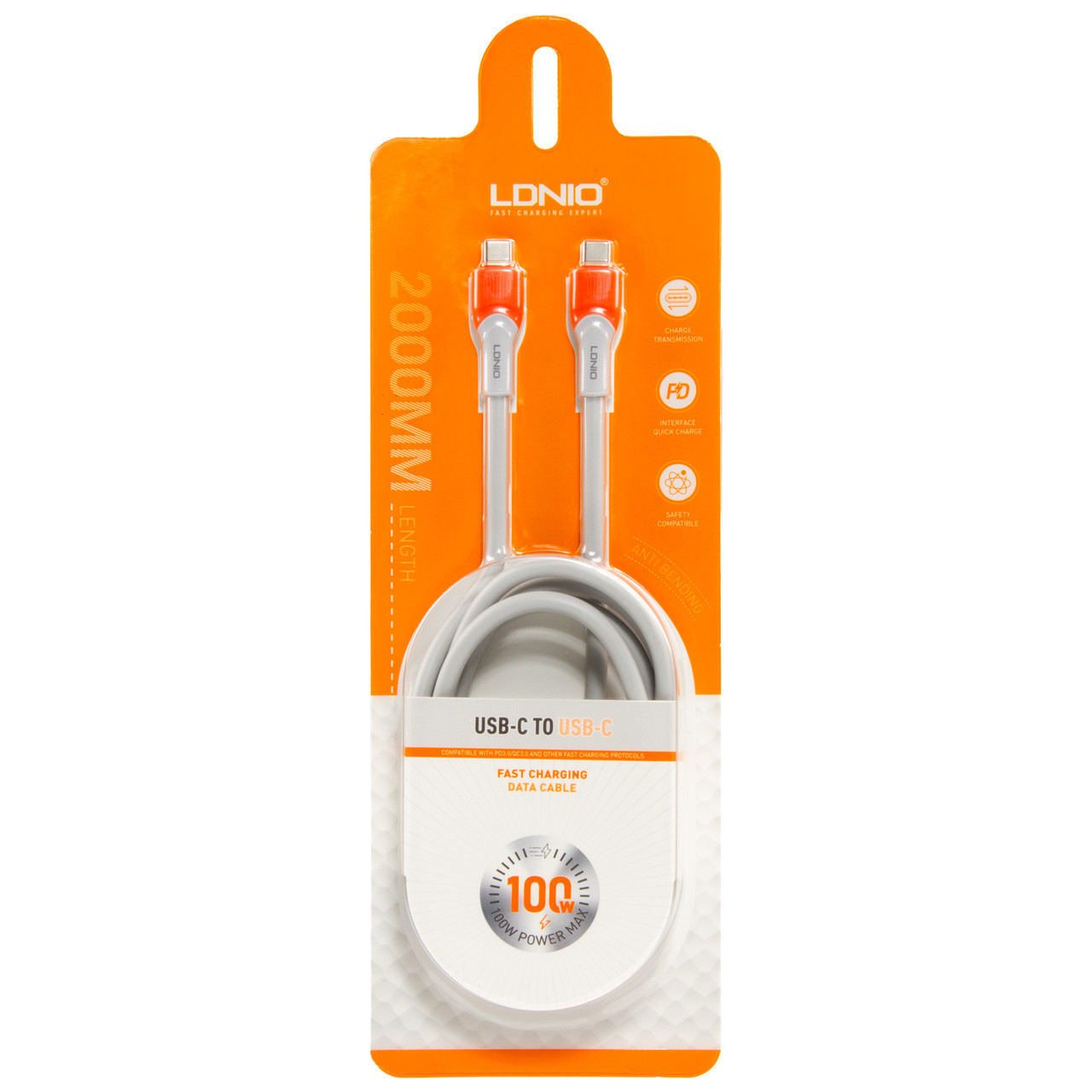 Кабель Type-C-Type-C LDNIO LC602C 100W 2м червоно-білий