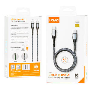 Кабель Type-C-Type-C LDNIO LC102 3A 2м сірий, фото 1
