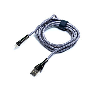 Кабель USB - Lightning LDNIO LS462 2.4A 2м LED сірий, фото 4