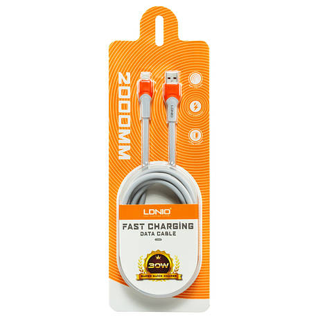 Кабель USB - Lightning LDNIO LS602 30W 2м червоно-білий, фото 1
